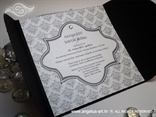 crno bijela pozivnica za vjenčanje s cirkonima i tiskom