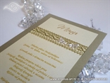jelovnik za stol na vjenčanju zlatno krem s leptirima