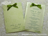 komplet zahvalnica i pozivnica za vjenčanje zelena sa zelenom mašnom