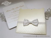 Wedding invitation - Cream White Bow Charm
