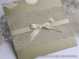 golden wedding invitation with lace