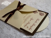 Wedding invitation - Brown Damask Mini Beauty