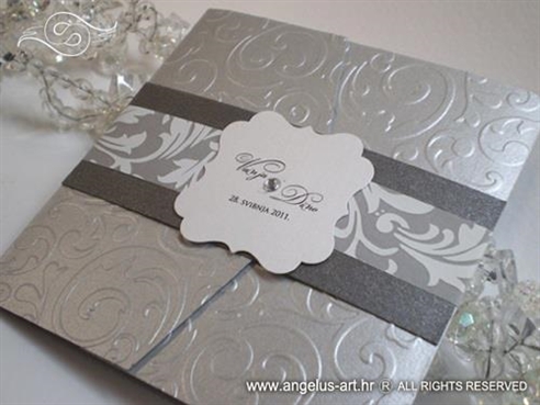 srebrna ekskluzivna pozivnica za vjenčanje s 3D tiskom