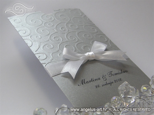 srebrna zahvalnica za vjenčanje s 3D tiskom i mašnom