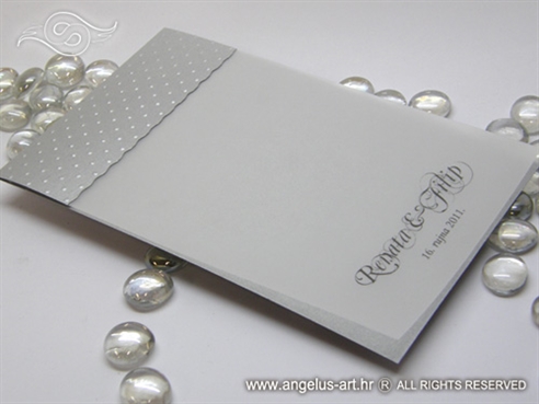 srebrna zahvalnica za vjenčanje s prozirnom stranicom i 3D točkicama
