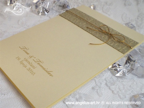 zlatna zahvalnica za vjenčanje s 3D tiskom i zlatnom mašnicom
